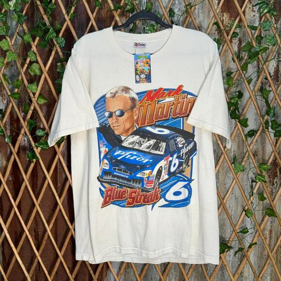 Vintage mark martin blue streak nascar 1990s pfizer t-shirt - Picture 1 of 4